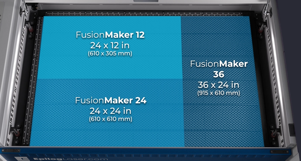 fusion maker work area table sizes