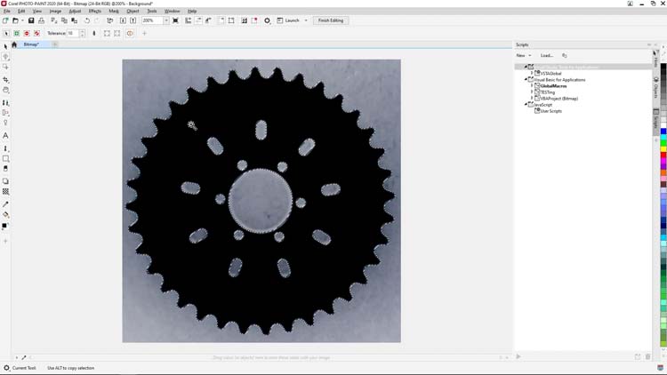 klik pada area chainring hitam