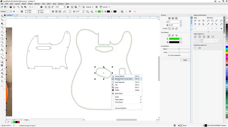 cliquez sur Diviser le groupe de contours pour séparer les contours des lignes d'origine