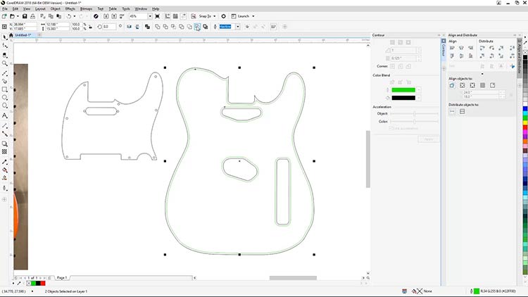 agregue borde interior al contorno del cuerpo del telecaster