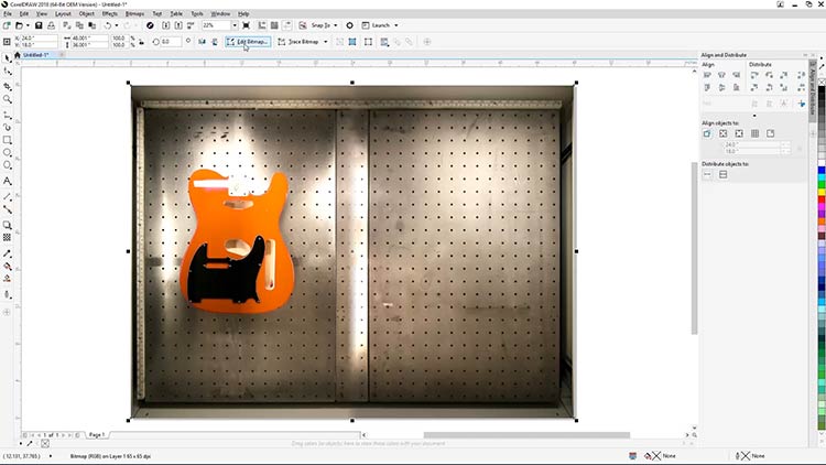 fai clic sul pulsante Modifica bitmap sulla barra delle proprietà