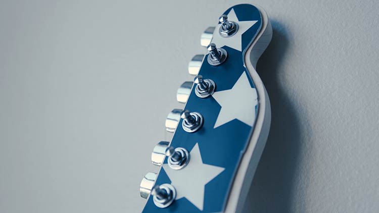 closeup of top of guitar