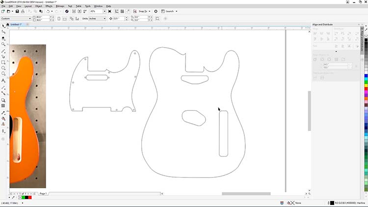 forhåndsvisning af guitarens konturer