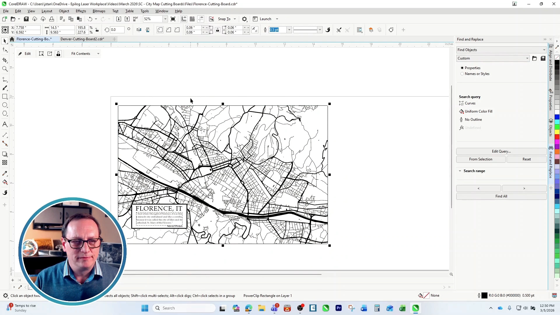 Prepare map artwork for laser engraving