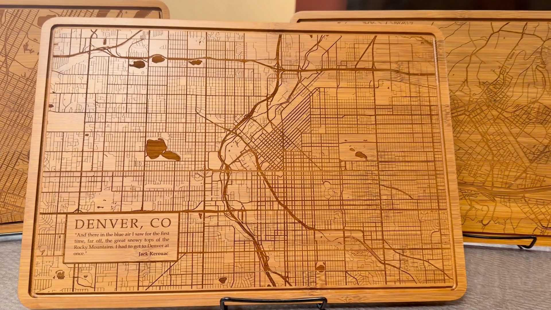 Laser engraved city map cutting board