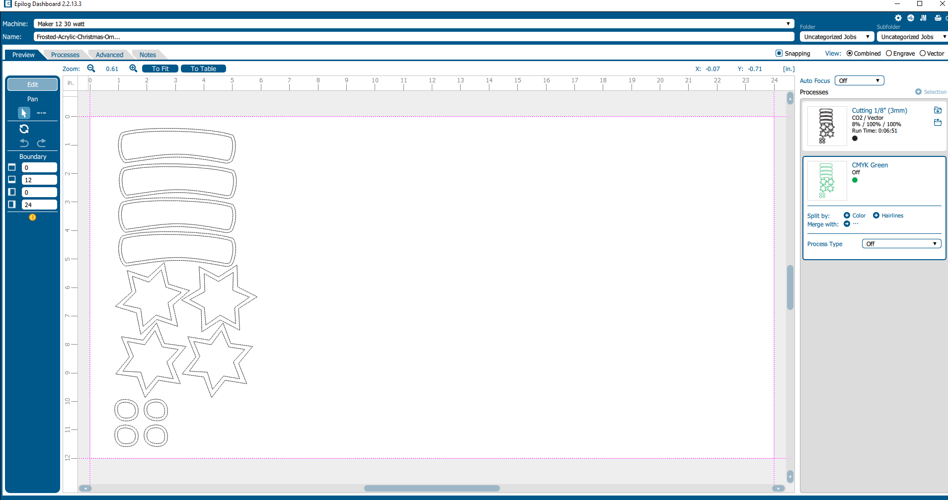 White acrylic engraving settings.