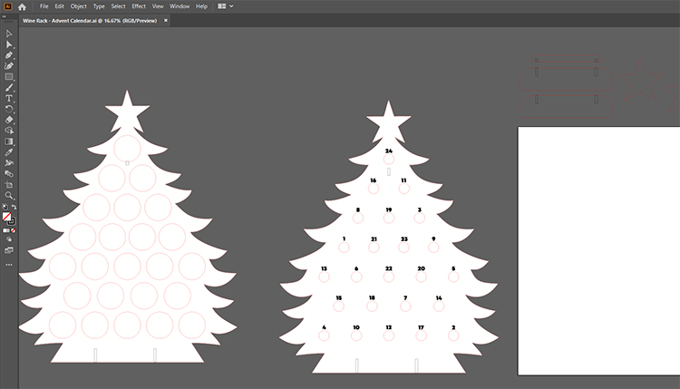 Fișiere cu pomi de Crăciun în Illustrator