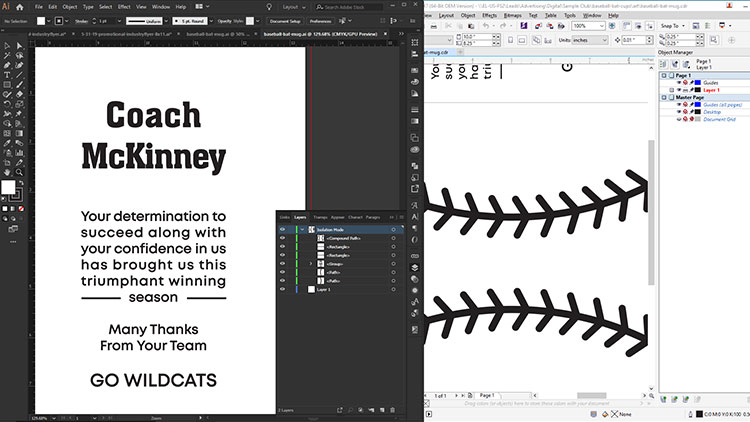 Design files for laser engraving baseball mugs