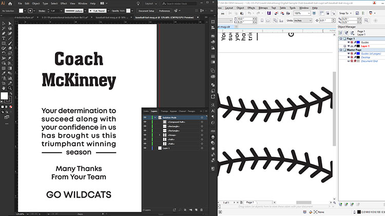 Fichiers de conception pour la gravure au laser de gobelets fabriqués à partir de battes de baseball