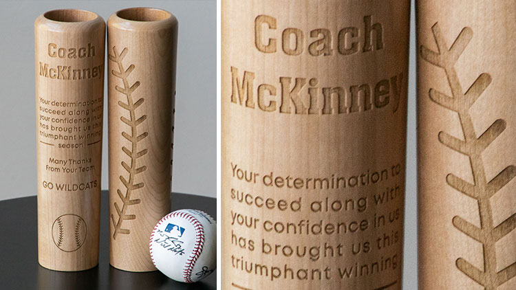 laser engraved baseball bat mugs