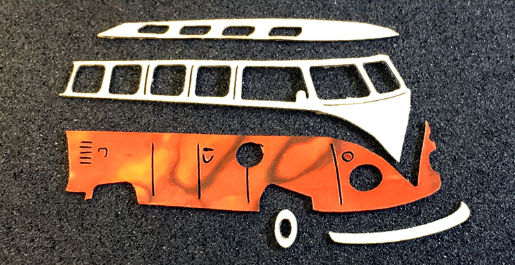 Laser Cut Bus Pieces by Celeste Watch Company