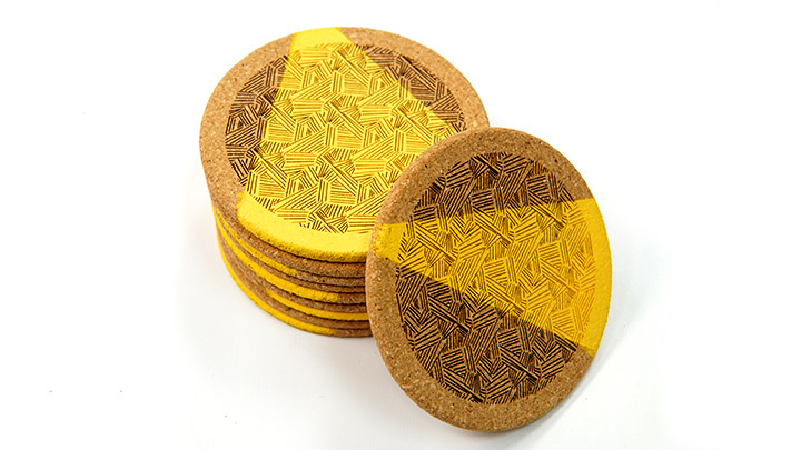 Painted cork coasters