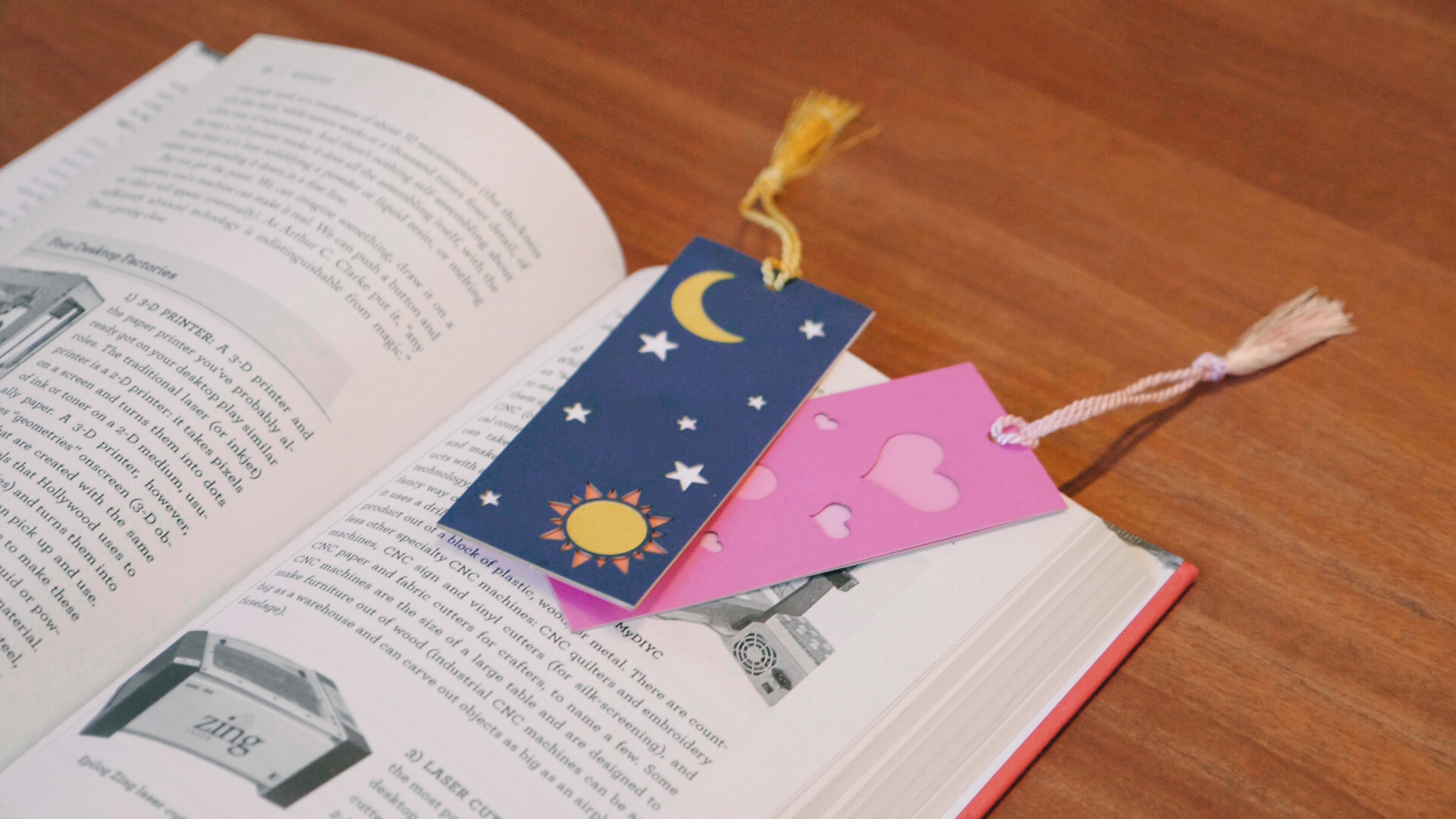 Laser cut paper bookmarks