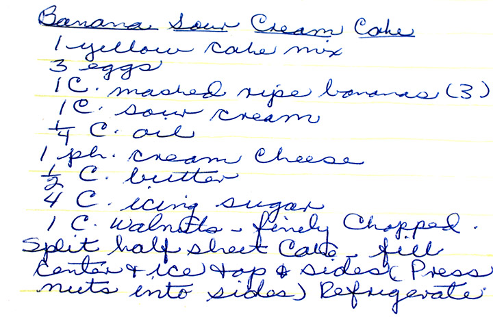 Handwritten recipe scan