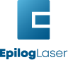 Epilog Laser -logo – pystysuuntainen