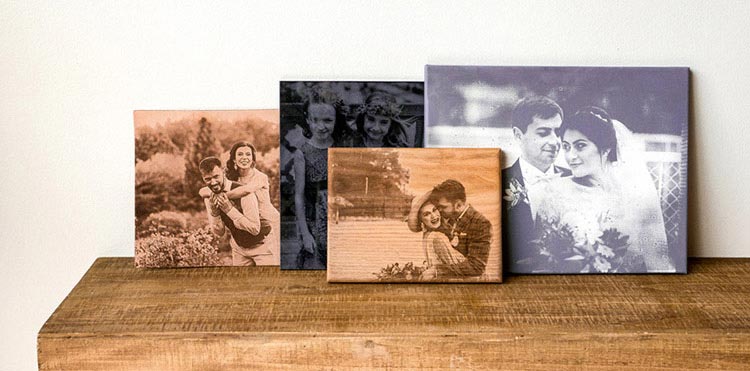 Group of engraved wedding photos