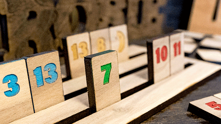 custom laser engraved and laser cut rummikub