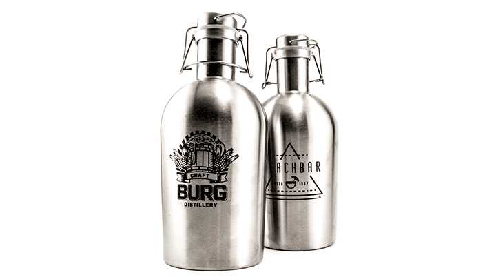 Growler gravado a laser personalizado com fundo branco