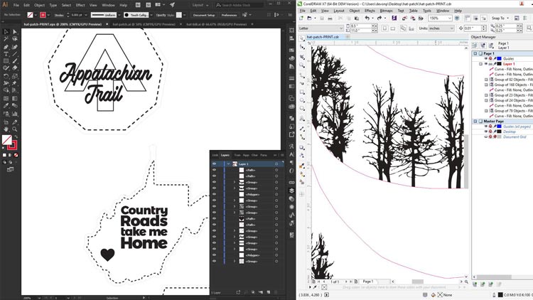 Designfiler for lasergravering av skinnhattmerker