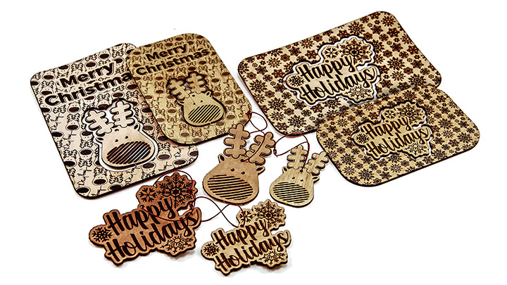 custom laser engraved holiday cards and ornaments