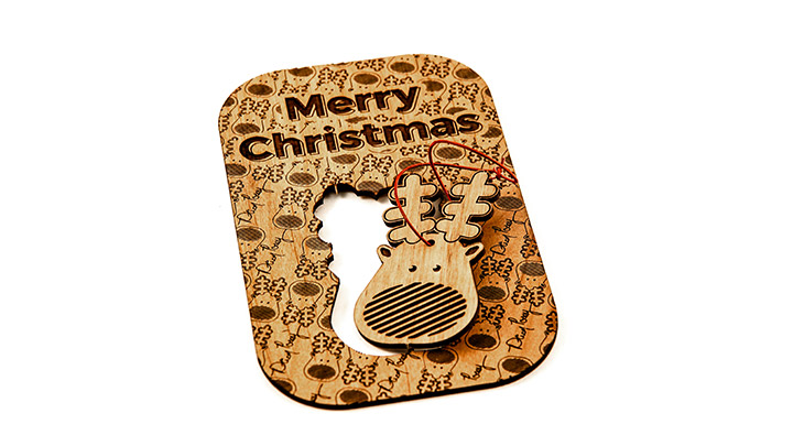 completed laser cut christmas cards with popout ornament