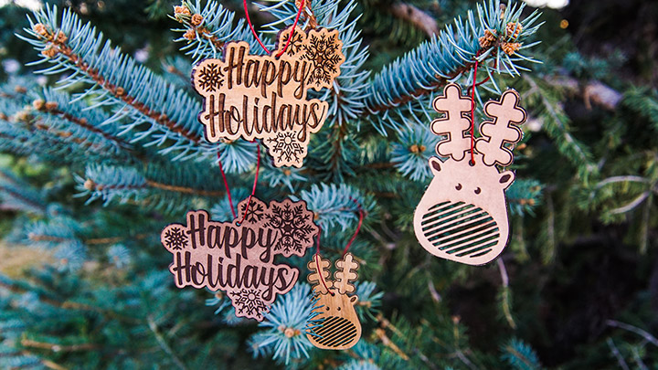 Final ornaments hung on the christmas tree