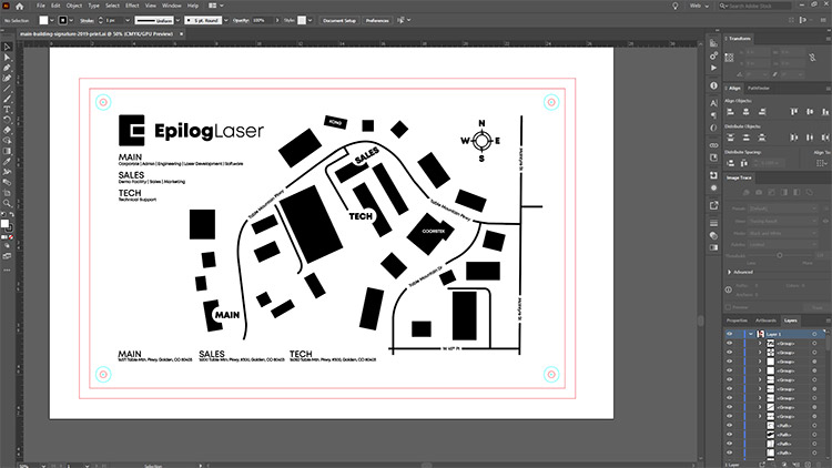 Epilog Laser Campus Gravat Autentificare în Illustrator