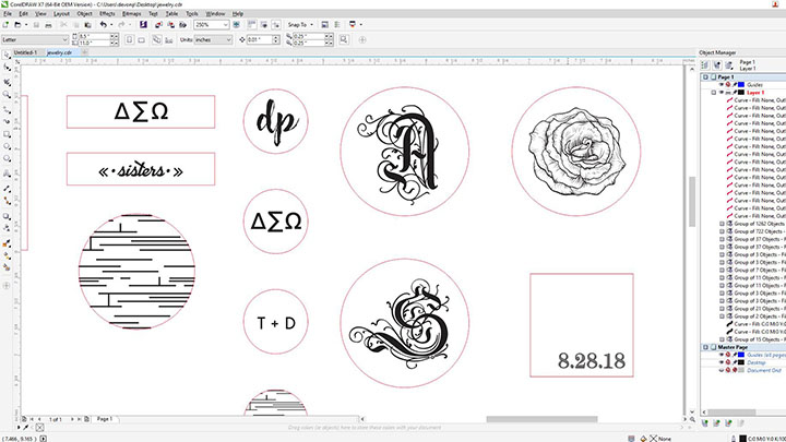 designfiler for lasergravering av smykker