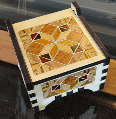 finished veneer inlay quilters box
