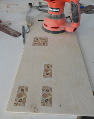 sanding inlay veneer pieces