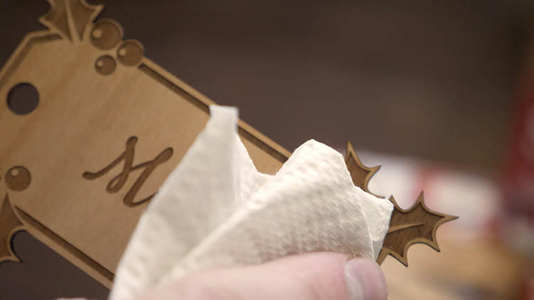 Cleaning laser cut gift tags