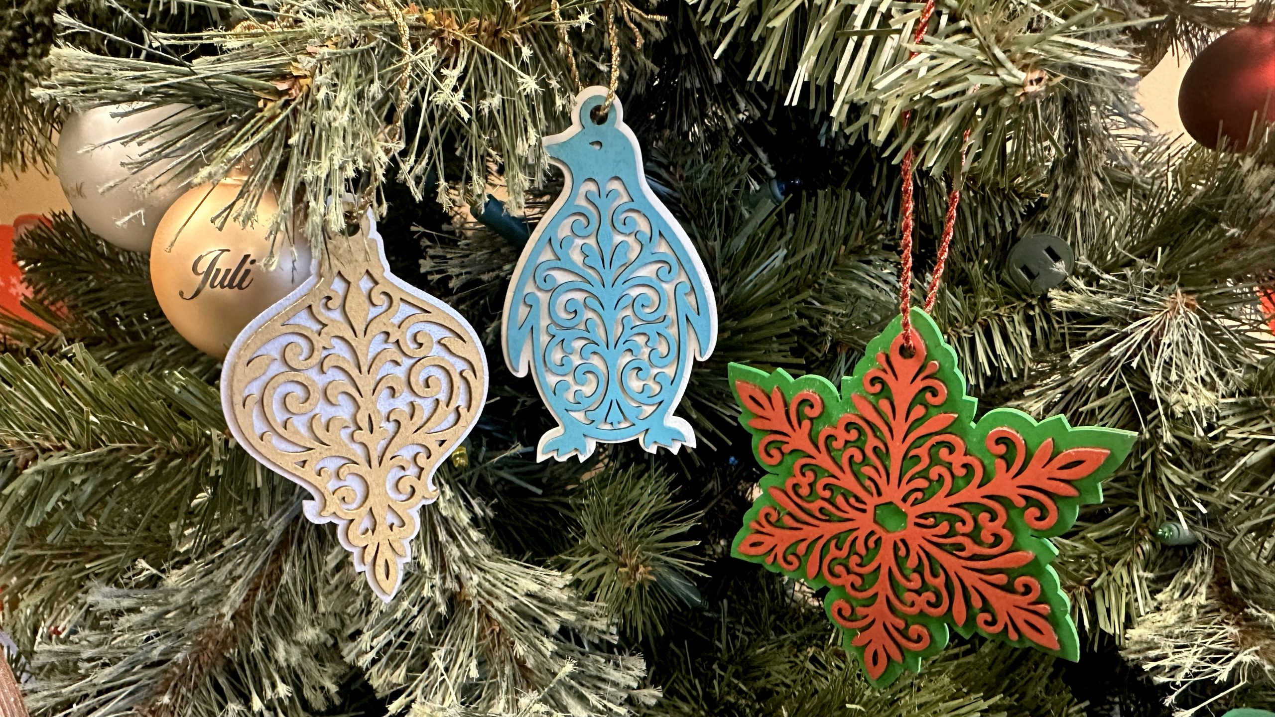 Multi-layer wooden laser cut Christmas ornaments