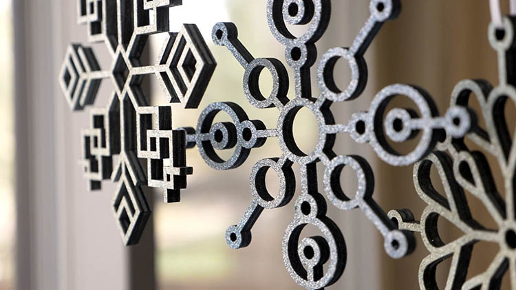 Laser cut snowflake decorations