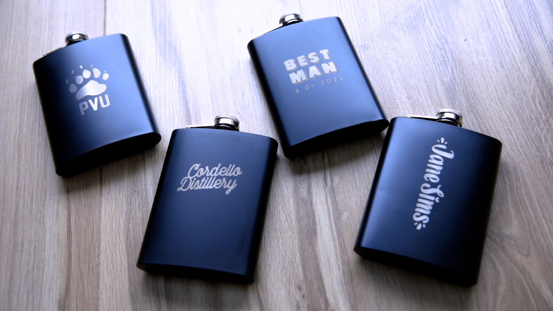 Laser engraved metal flasks