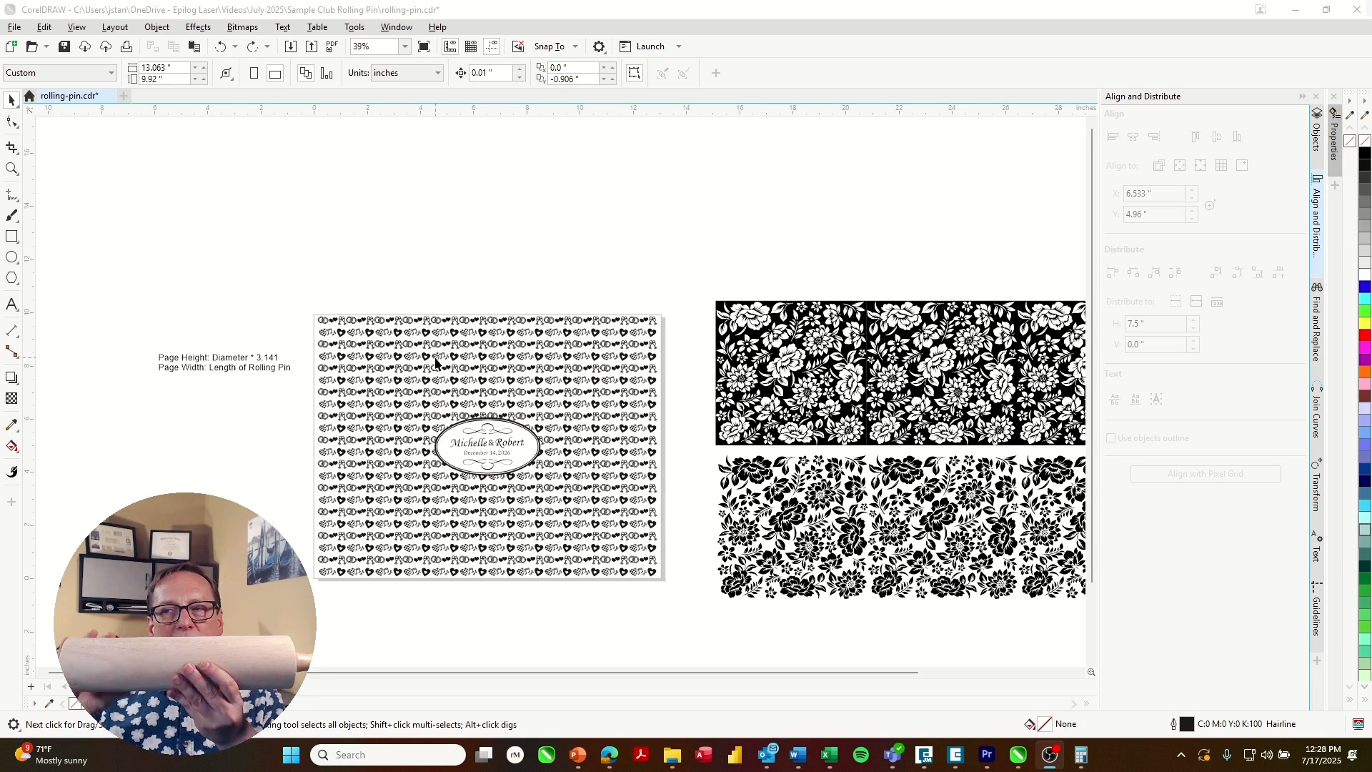 Artwork for laser engraving rolling pins