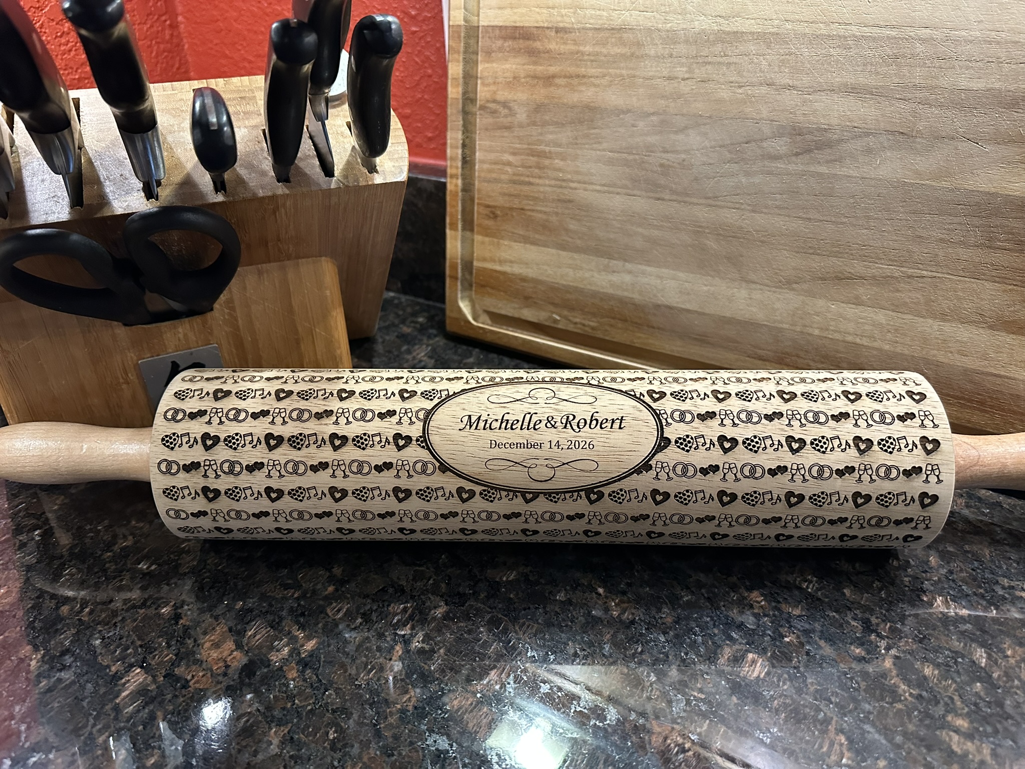 Laser engraved rolling pin