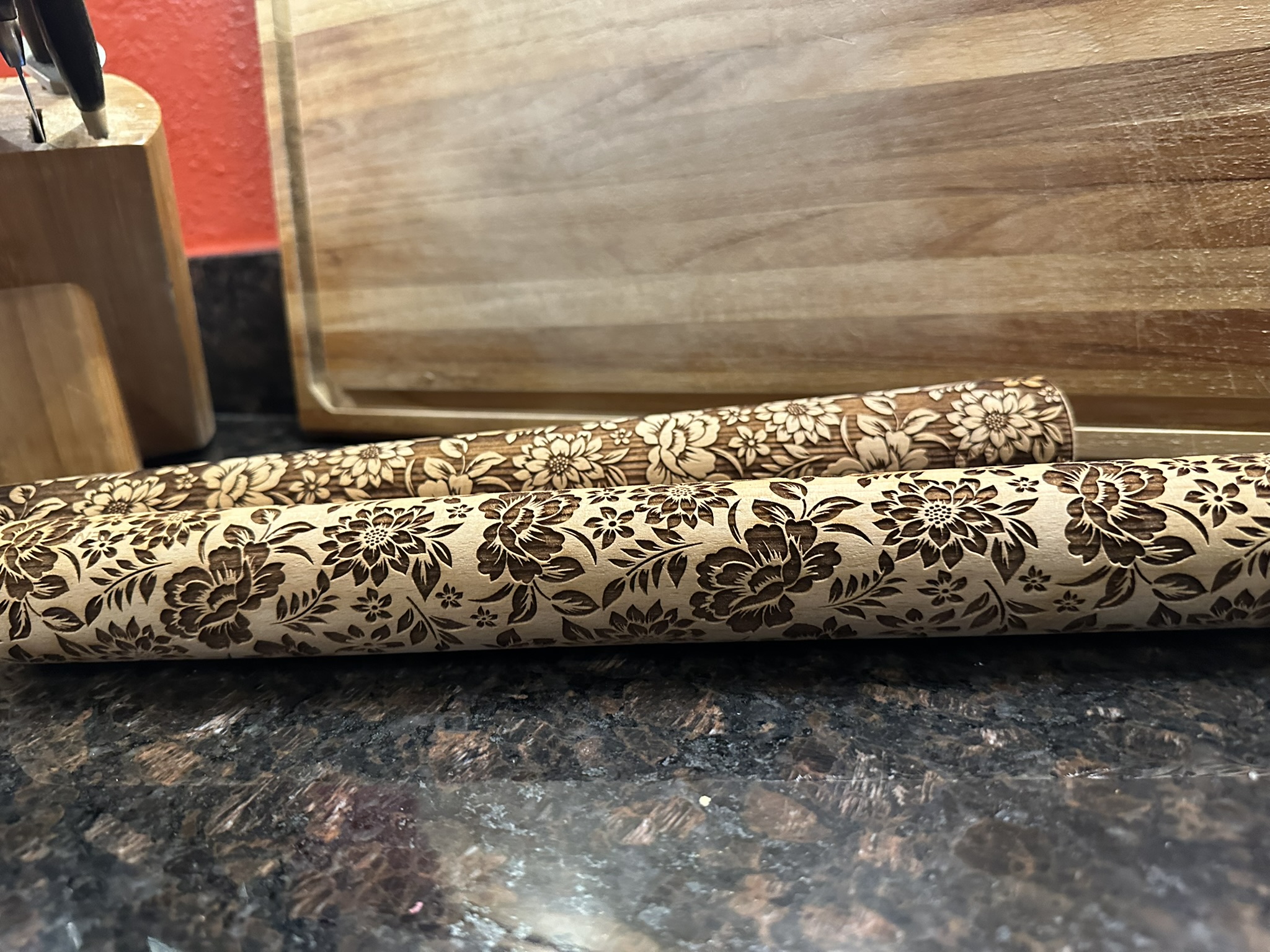 Laser engraved rolling pin