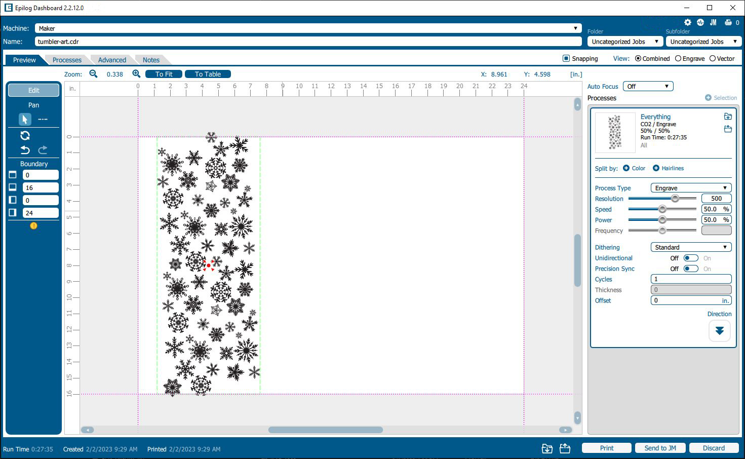 artwork for laser engraving steel tumblers in epilog dashboard