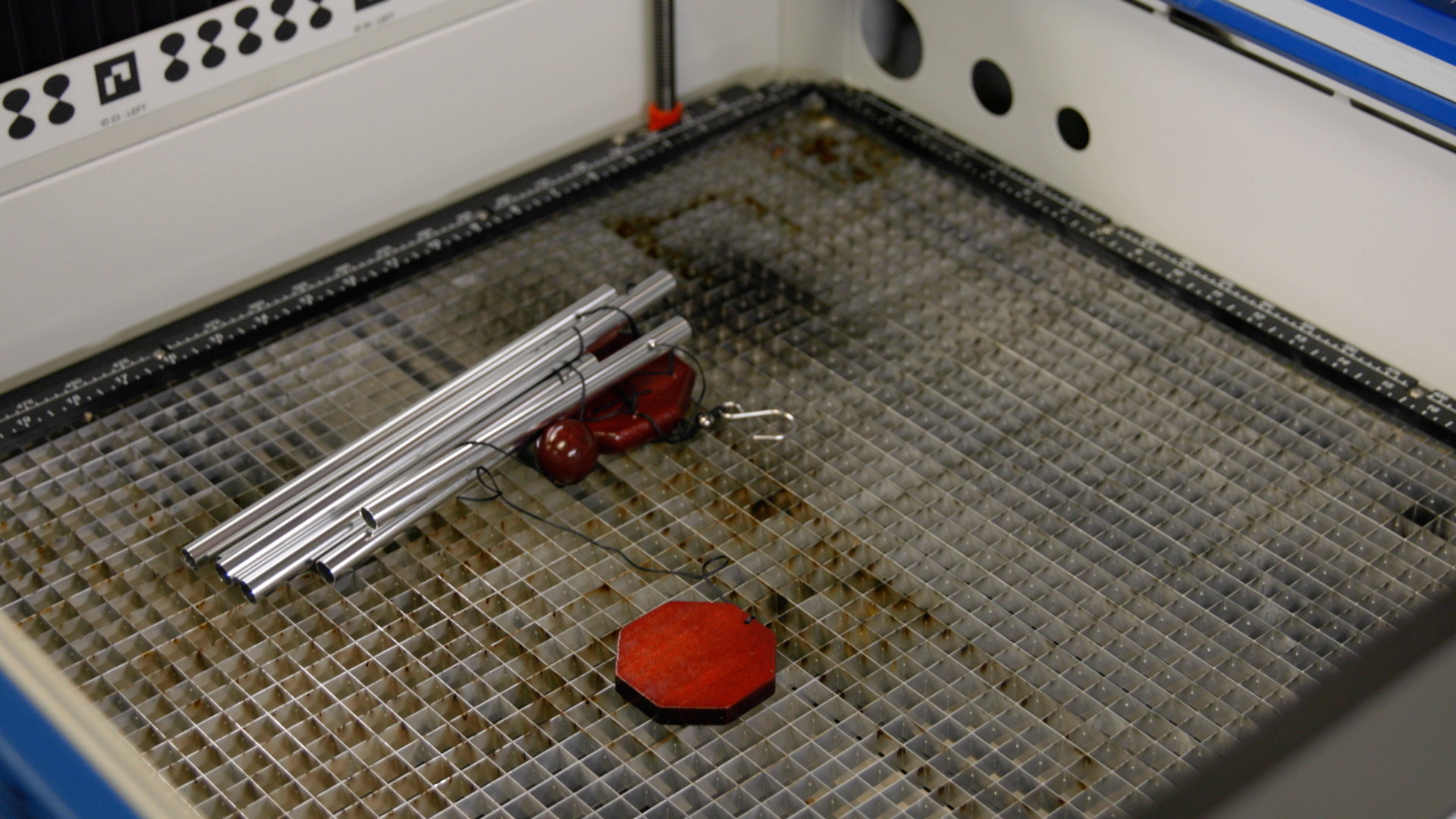 Placing wind chimes in laser machine