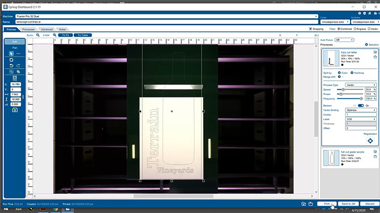 define settings for cutting the paper in kiss-cut technique