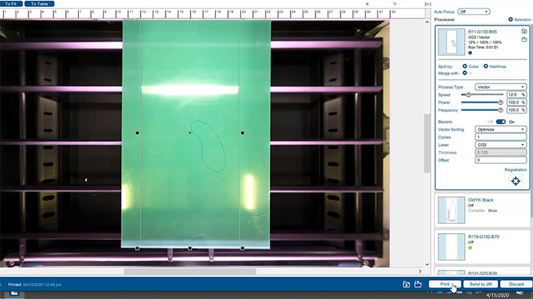 change process type to vector and preview the first layer of acrylic