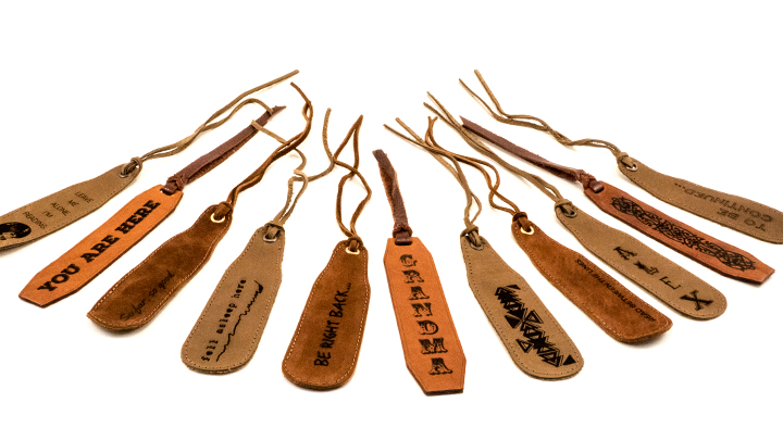 custom laser engraved leather bookmarks