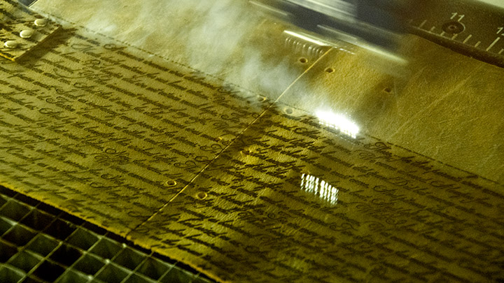 laser engraving a leather journal