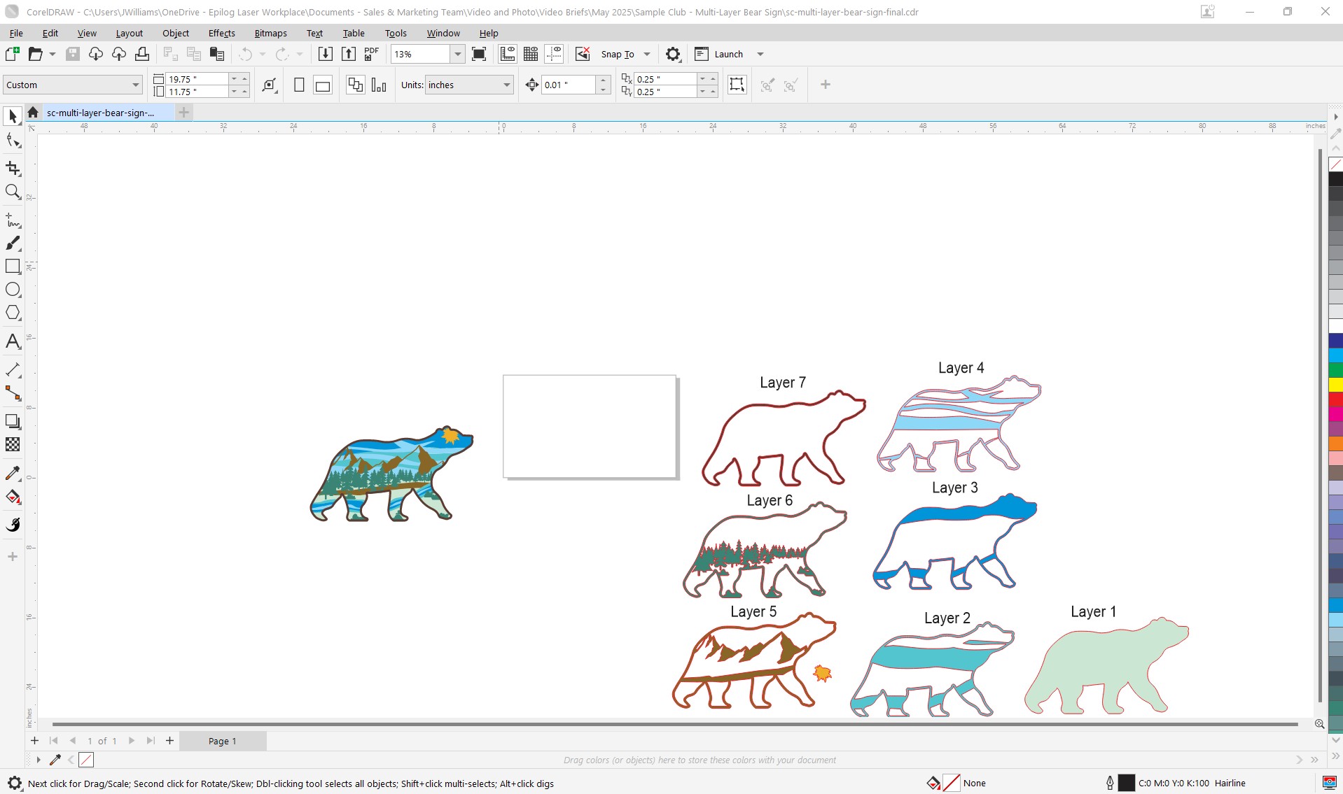 Artwork for multilayer signage