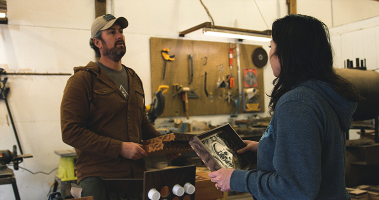 Mike and Jen Montgomery in their workshop