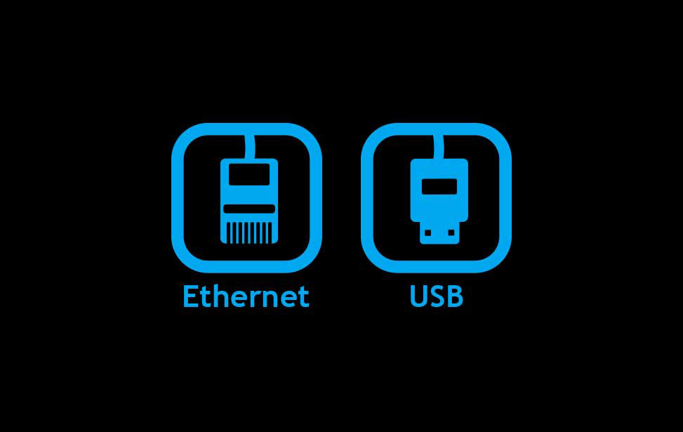 Ethernet and USB connections