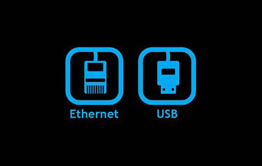 Ethernet and USB connections
