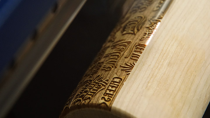 Engraving a wooden rolling pin