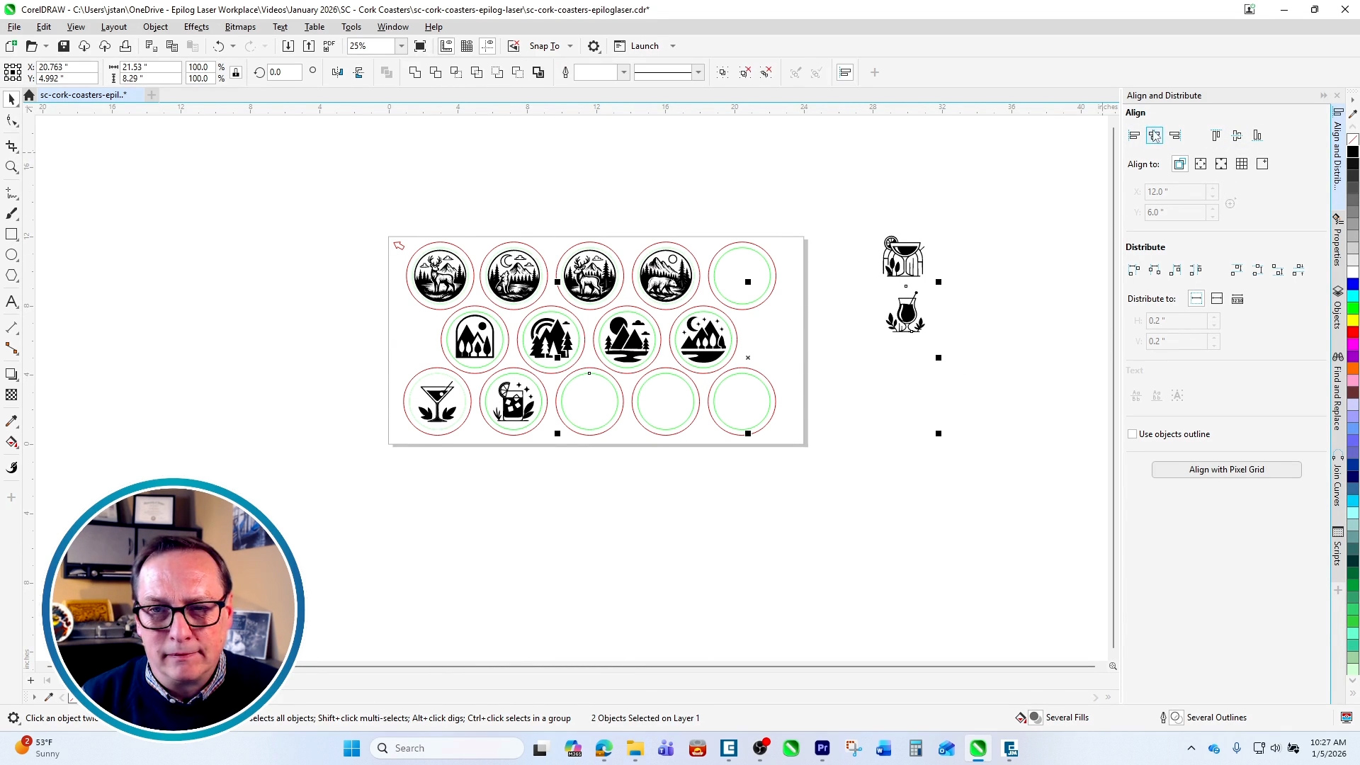 Set up artwork for engraving cork coasters