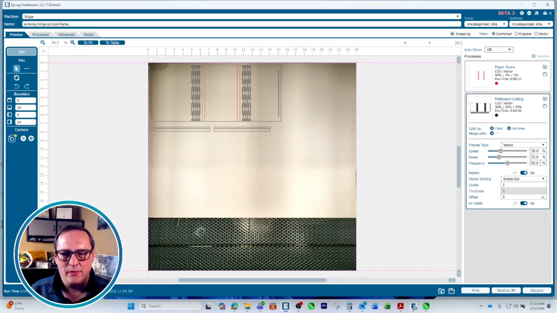 Laser cut living hinge artwork in Laser Dashboard